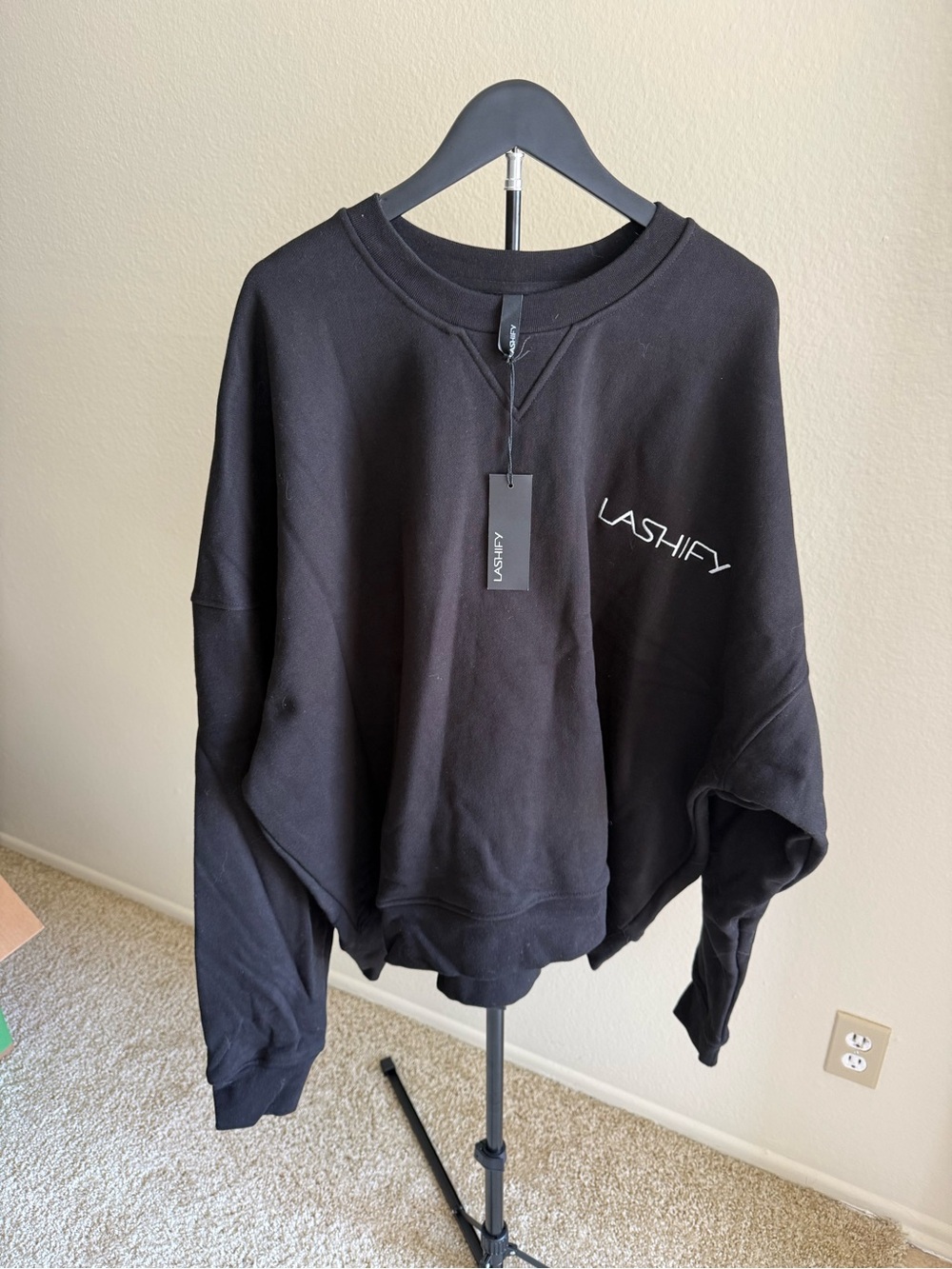 Lashify The Perfect Sweatshirt Black Oversized Crewneck NWT $90 Retail